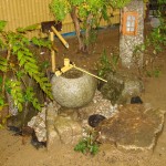 お風呂場から見たつくばい