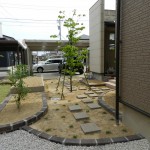 大きな花壇とリッピアが広がる庭